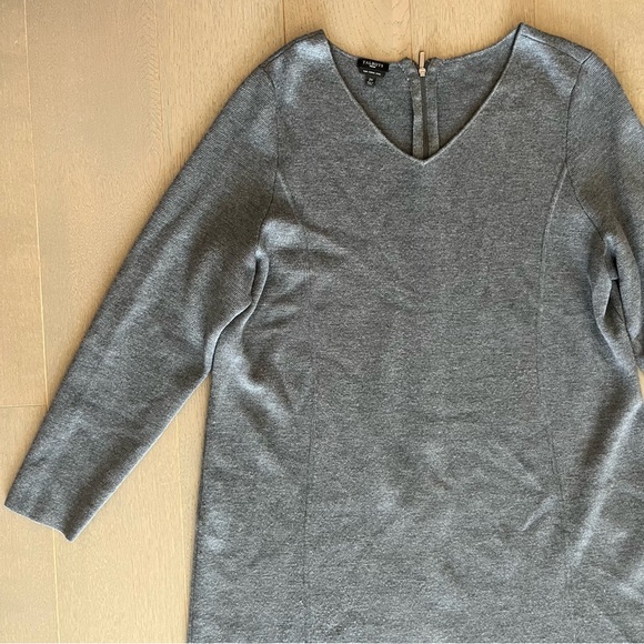 Talbots Dark Grey Merino Wool Long Sleeve V-Neck Dress - Picture 2 of 9